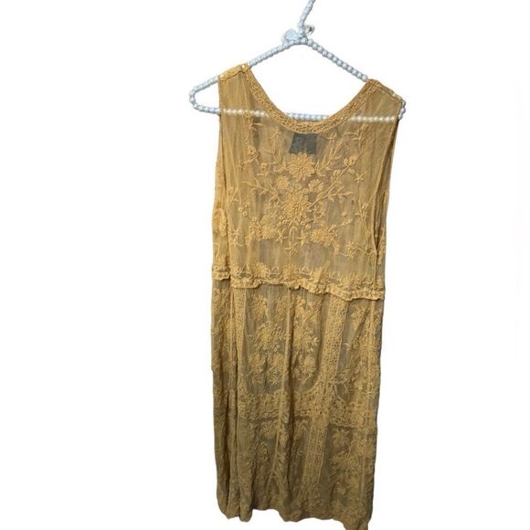 EUC Golden Mustard Windsor sleeveless cardigan small Bohemian Beauty Lace - Picture 4 of 6